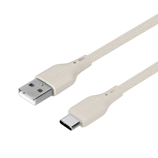 スマートフォン用USBケーブル/USB2.0規格準拠/(Aオス-Cオス)/やわらか/断線に強い/シリコンメッシュケーブル/3A出力/温度センサー搭載/1.5m/150cm/ミストグレー