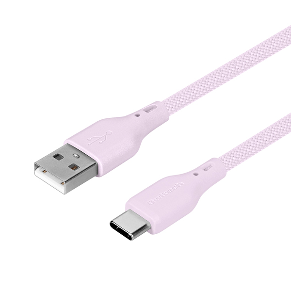 スマートフォン用USBケーブル/USB2.0規格準拠/(Aオス-Cオス)/やわらか/断線に強い/シリコンメッシュケーブル/3A出力/温度センサー搭載/1.5m/150cm/ライラックパープル