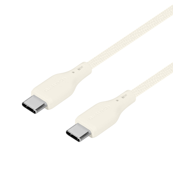 スマホ・タブレット用USBケーブル/USB2.0規格準拠/USB(C-C)/Power Delivery対応/PD60W/データ転送/やわらか/断線に強い/シリコンメッシュケーブル/1.5m/150cm/ベージュ
