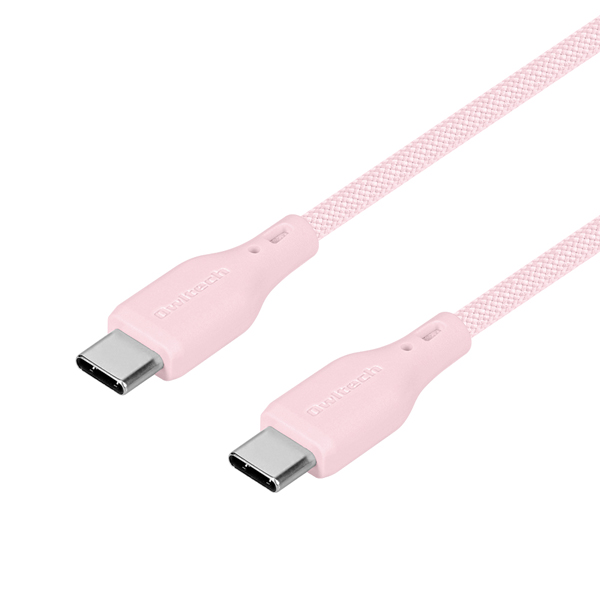スマホ・タブレット用USBケーブル/USB2.0規格準拠/USB(C-C)/Power Delivery対応/PD60W/データ転送/やわらか/断線に強い/シリコンメッシュケーブル/1.5m/150cm/サクラピンク