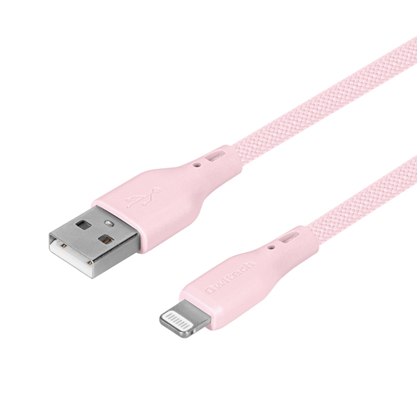 Lightningケーブル/USB Type-A to Lightning/MFi認証/やわらか/断線に強い/シリコンケーブル/シリコンメッシュケーブル/2.4A出力/断線に強い/1.5m/150cm/サクラピンク
