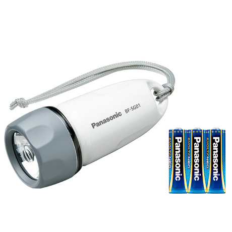 乾電池エボルタNEO付き LED防水ライト （ホワイト）