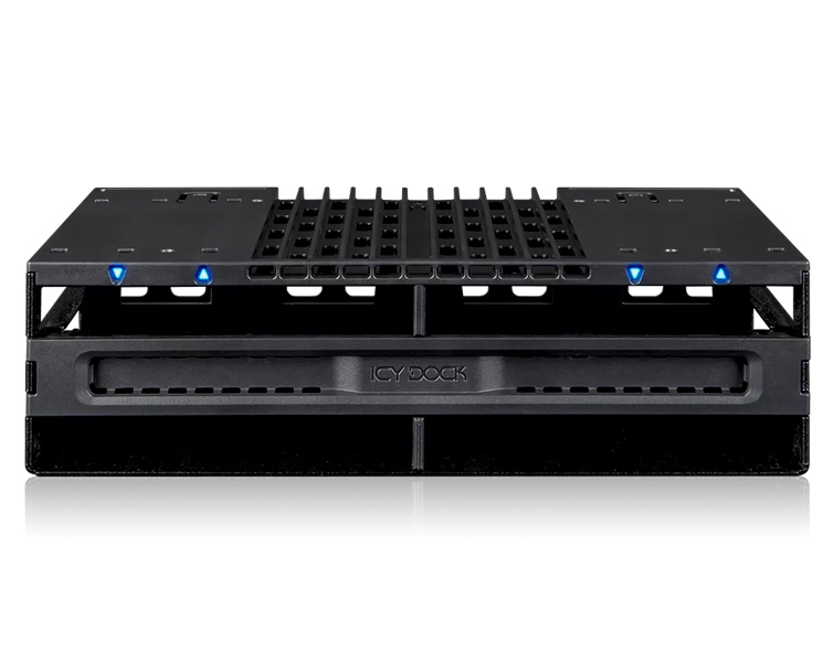 4 x 2.5インチ SAS/SATA SSD/HDD搭載用リムーバブルケース 5.25インチベイサイズ トレイレスタイプ