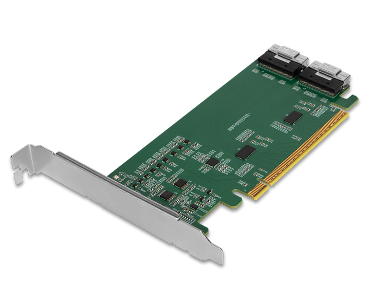 ICYDOCK 信号補正用 Redriver 搭載 PCIe 4.0 x16対応 2ポート SlimSAS 8i 変換アダプタカード