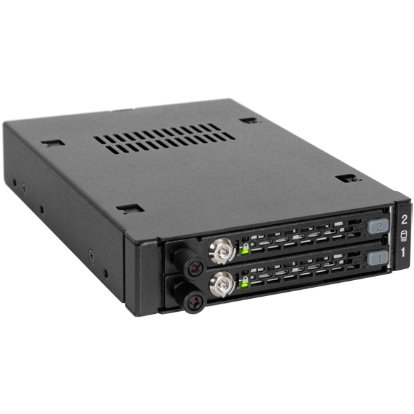 ICYDOCK　フルメタル　2x2.5インチ HDD / SSD 搭載用リムバブルケース　3.5インチサイズ 鍵ロック & 固定レバー付モデル