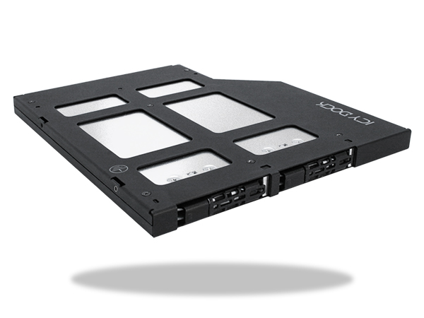 ICYDOCK　2 x M.2 NVMe SSD 搭載用 リムーバブルケース PCIe 4.0対応　9.5mm ウルトラスリム ODD ベイサイズ