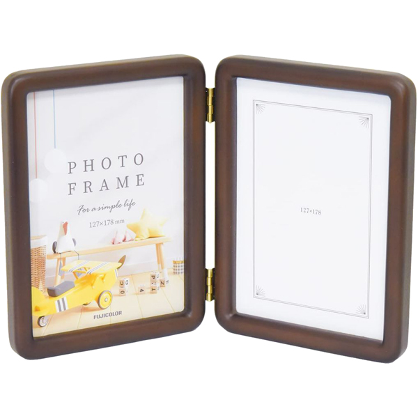 FUJICOLOR 木製フォトスタンド 4602TK 2Lサイズ×2面 ブラウン
