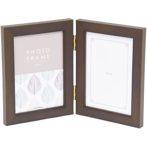 FUJICOLOR 木製フォトスタンド 4512TL Lサイズ×2面 ブラウン