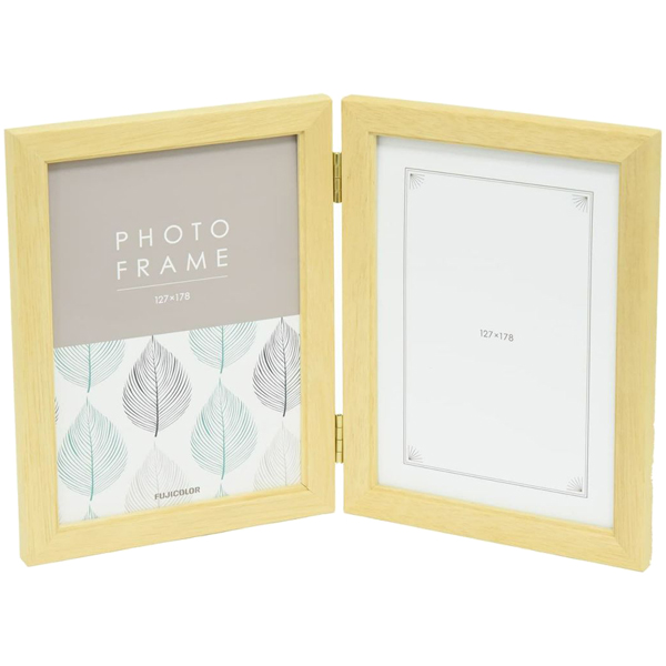 FUJICOLOR 木製フォトスタンド 4611TK 2Lサイズ×2面 木地