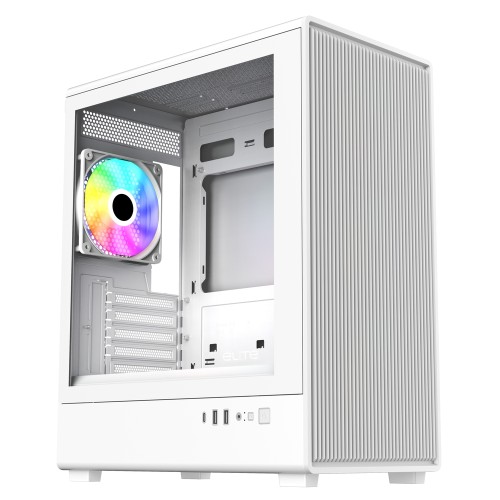 Elite 350 White/MicroATX PCケース/ホワイト/シンプルでフラットなデザイン/120mm ARGBファン4基標準搭載/240mmラジエーター対応/ATX電源対応