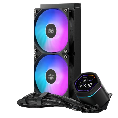 MasterLiquid Core Nex Digital 240 Black/240mm水冷CPUクーラー/システム情報を表示可能なデジタルパネル搭載/Intel LGA1851/1700/1200/1156/1155/1151/1150/AMD AM5/AM4