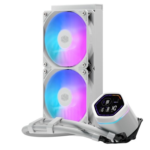 MasterLiquid Core Nex Digital 240 White/240mm水冷CPUクーラー/システム情報を表示可能なデジタルパネル搭載/Intel LGA1851/1700/1200/1156/1155/1151/1150/AMD AM5/AM4