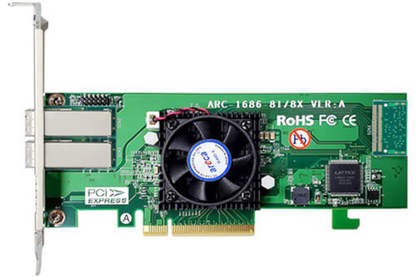 PCIe 4.0 x8 8ポート外付用RAIDカード Tri モード対応 SFF 8644 (x4) x2接続 Expander機能付 ※RAID0/1/JBOD/Single