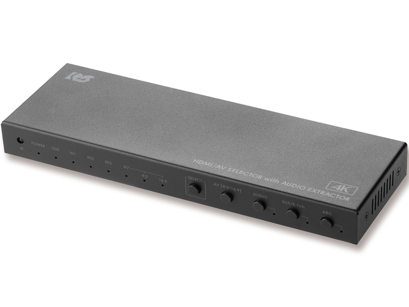4K60Hz対応 外部音声出力付 4入力1出力 HDMI/AV切替器