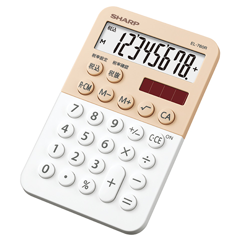 カラーデザイン電卓 8桁 （ミニミニナイスサイズタイプ） ホワイト系