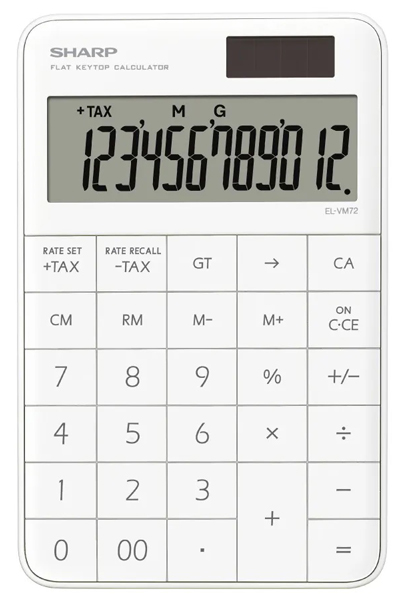 電卓 12桁 （ミニナイスサイズタイプ） ホワイト系