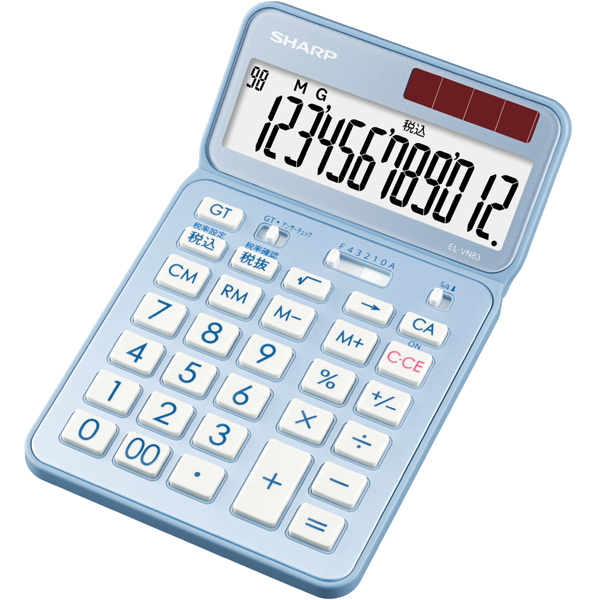 電卓 12桁 （ナイスサイズタイプ） ブルー系（クリアブルー）