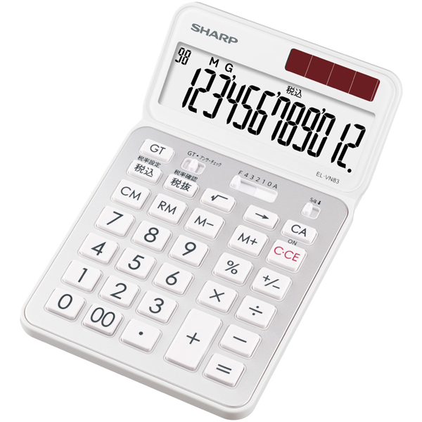 電卓 12桁 （ナイスサイズタイプ） ホワイト系（クリアホワイト）