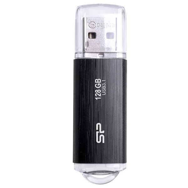 USB3.1フラッシュメモリ Blaze B02 Series 128GB ブラック キャップ ストラップホール付き5年保証