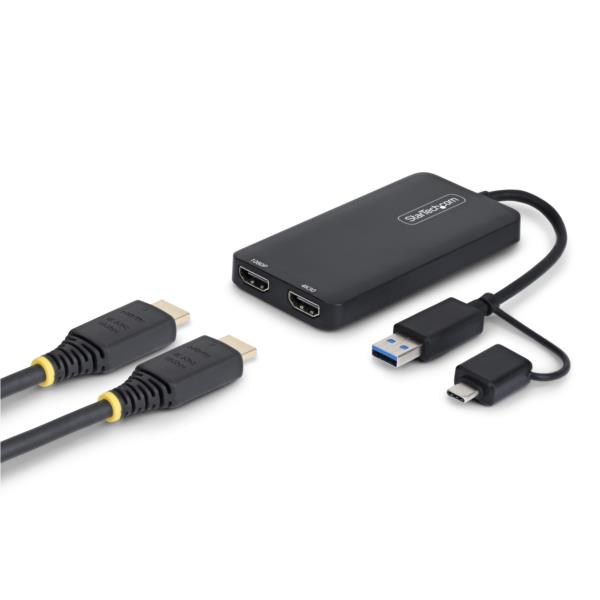 USB - HDMI変換アダプター/USB-C USB-A接続/2画面/HDMI（4K30Hz + 1080p）