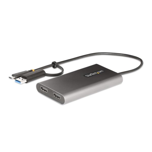 ディスプレイアダプター/USB-CまたはUSB 3.0接続/デュアルモニター/4K60Hz HDMI/100W USB PDパススルー