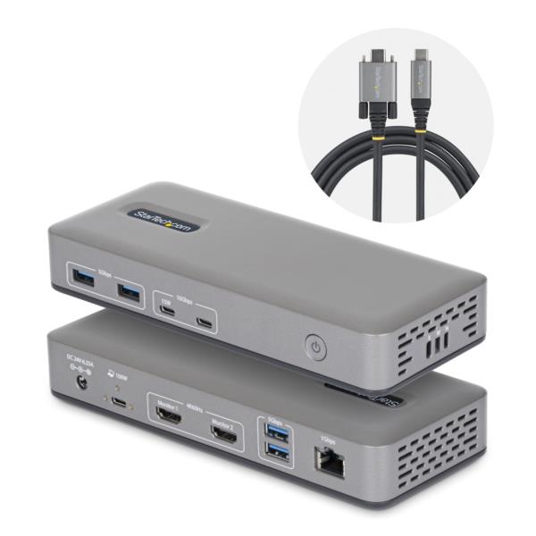 USB-Cドッキングステーション/2画面/4K60Hz HDMI/100W/USBハブ/LAN/Windows用