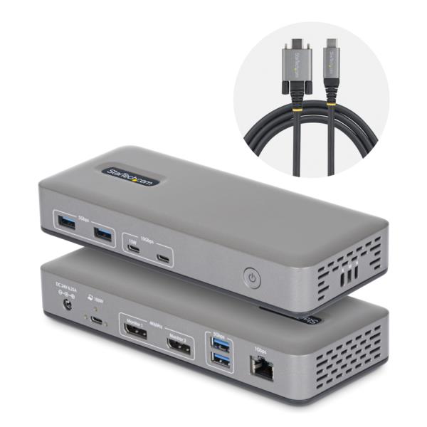 USB-Cドッキングステーション/2画面/4K60Hz DP/100W/USBハブ/LAN/Windows用