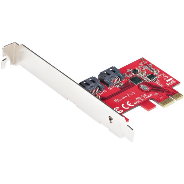 SATA2ポート増設PCIExpressインターフェースカード/6Gbps/ロープロファイル&フルサイズPCI対応/PCIeSATAコントローラ/RAIDなしASM1061チップ搭載
