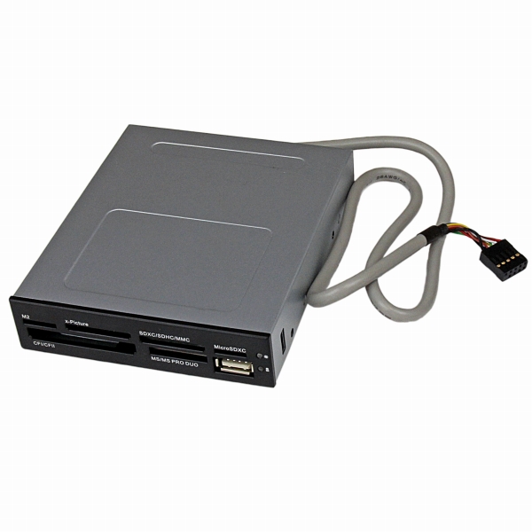 3.5インチフロントベイ内蔵型USB2.0マルチメディアメモリーカードリーダー22-in-1ブラック