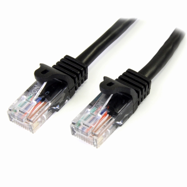 2mカテゴリー5eLANケーブルブラックRJ45コネクタ(ツメ折れ防止カバー付き)イーサネット対応Cat5eUTPケーブル