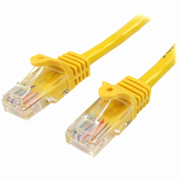 2mカテゴリー5eLANケーブルイエローRJ45コネクタ(ツメ折れ防止カバー付き)イーサネット対応Cat5eUTPケーブル