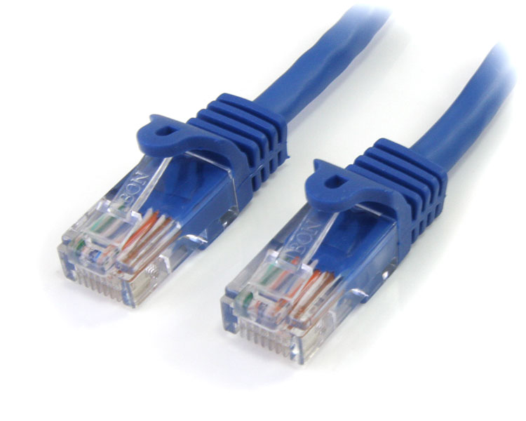 5mカテゴリー5eLANケーブルブルーRJ45コネクタ(ツメ折れ防止カバー付き)イーサネット対応Cat5eUTPケーブル
