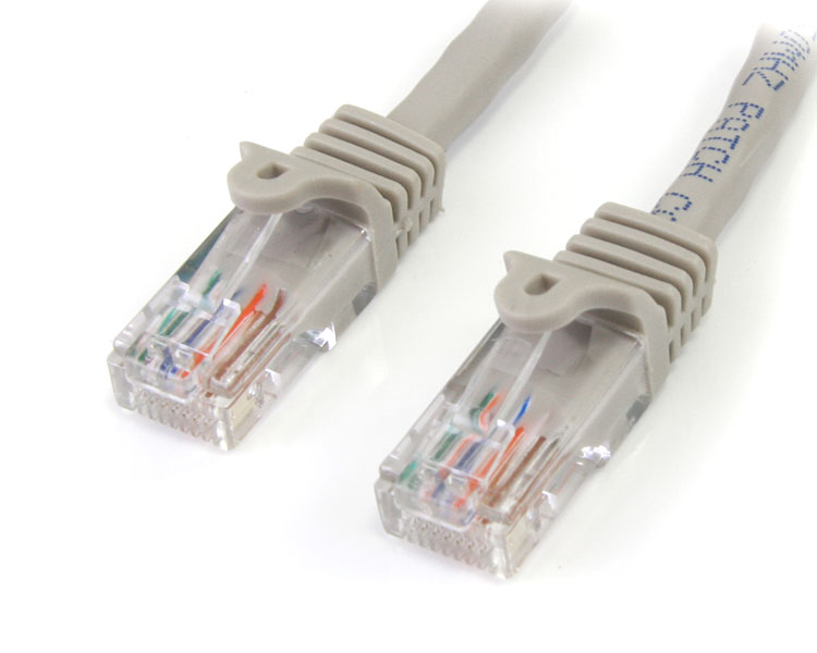 5mカテゴリー5eLANケーブルグレーRJ45コネクタ(ツメ折れ防止カバー付き)イーサネット対応Cat5eUTPケーブル