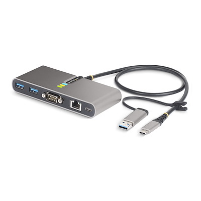 USB-Cハブ/2ポート/2x USB-A/USB 3.2 Gen 1/1x シリアル/100W/LAN/高速転送 充電
