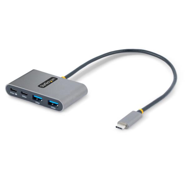 USBハブ/Type-C接続/100WUSBPDパススルー/USB3.2Gen1/5Gbps/2xUSB-A+2xUSB-C/30cmホストケーブル/USB-Cスプリッター/4ポートUSB拡張ハブ