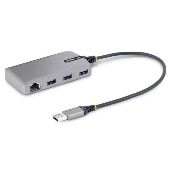 USBハブ/USBType-A接続/イーサネットアダプター内蔵/5Gbps/3ポートxUSB3.2Gen1/バスパワー/30cm長尺ケーブル/USB3.0ポータブルRJ45LAN増設拡張スプリッター