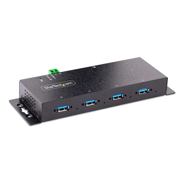 USBハブ/USB 3.0(5Gbps)接続/(4x USB-A)/産業用メタル筐体/DINレール・壁面設置対応