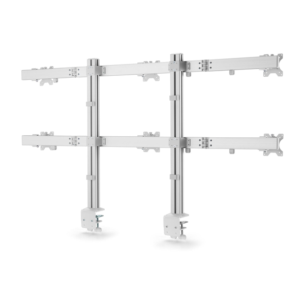 モニターアーム/Cクランプ グロメット固定式/6画面/最大32インチ/耐荷重各8kg/VESA/クロスバー/高さ角度調整