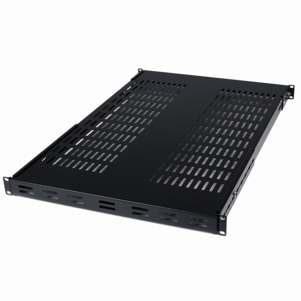 1U 伸縮式放熱用スリット付きサーバーラック棚板/収納棚 耐荷重80kg 奥行き調整可能範囲480 - 960mm