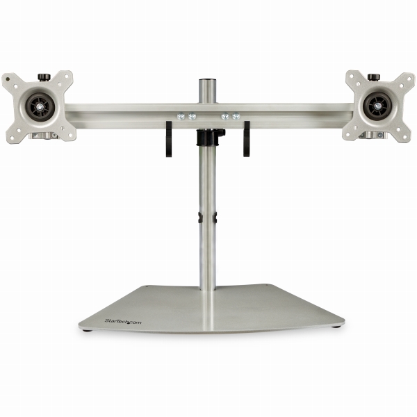 横型2面液晶モニタースタンド シルバー 24インチVESAマウントディスプレイ対応