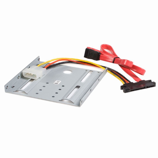 SATAHDD用2.5インチ-3.5インチドライブベイ変換マウンタキット変換コネクタ付き(22ピンSATA+電源-7ピンSATA&4ピンペリフェラル電源)