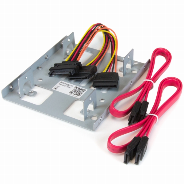 2.5インチ-3.5インチHDD変換マウンタ2台同時取付け可能SATASSD/HDD対応3.5インチベイ取付け用ブラケットSATAデータ・電源ケーブル同梱