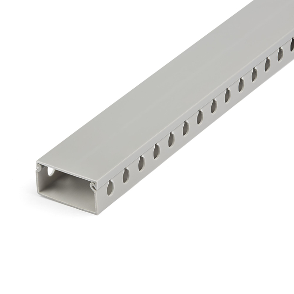 スロット付き配線ダクト（カバー付属）/幅50mm x 高さ25mm/長さ2m/スロット幅8mm/配線隠し用ケーブルダクト