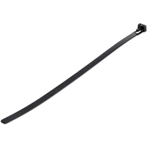 結束バンドリピートタイプ/繰り返し使えるリピートタイ/100本入りパック/ブラック/長さ25cm/幅7mm/ケーブル束の直径65mm/引張強度22kg/屋内、屋外対応/UL94V-2規格認定品