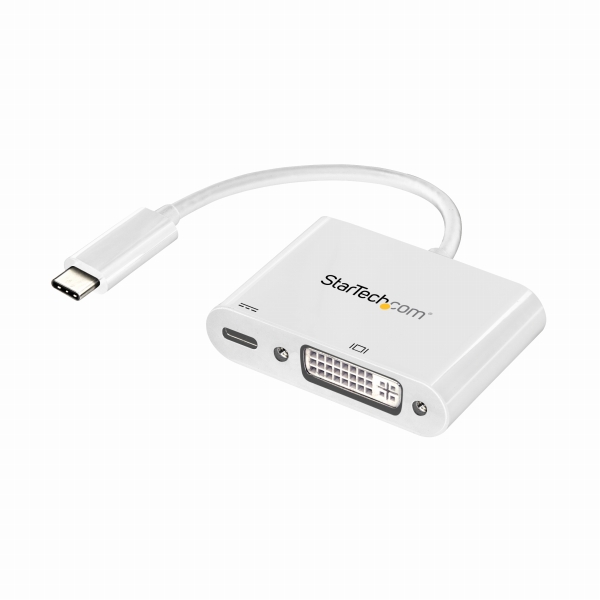 USB-C-DVI変換アダプタUSBPowerDelivery対応1920x1200ホワイト入力:USBType-C(オス)-出力:DVI-D(メス)