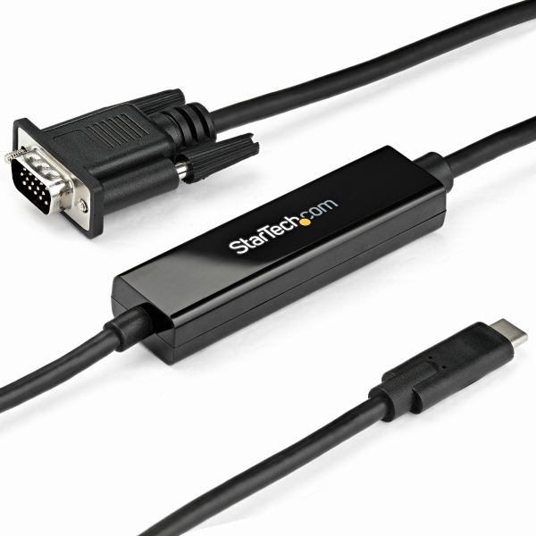 USB-C-VGAディスプレイケーブル2mブラック1920x1200/1080p対応USBType-C接続アナログRGBモニタケーブル