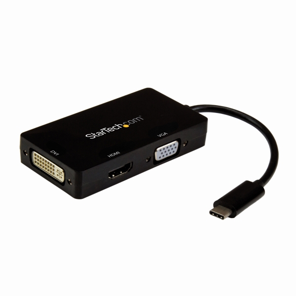 3in1USBType-Cマルチアダプタ4K/30HzUSB-C-HDMI/DVI/VGAブラック