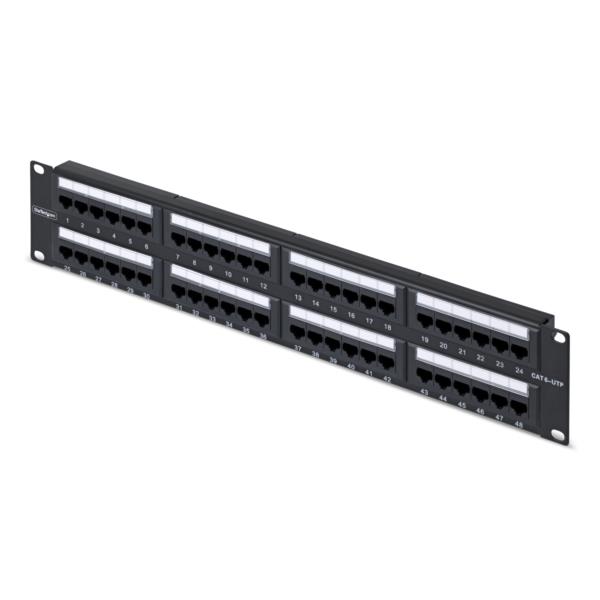 パッチパネル/48ポート/2Uラックマウント/Cat5e Cat6/110型パンチダウン対応/サーバーラックアクセサリー