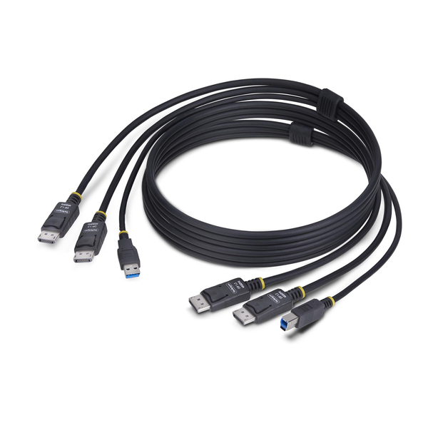 KVMケーブル/1.8m/デュアルDisplayPort + USB Type-A & B/4K60Hz/PC切替器用