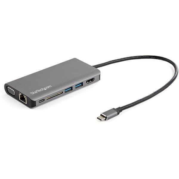 USB Type-C マルチ変換アダプタ HDMIまたはVGA出力対応 100W PD/30cmホストケーブル/SDカードリーダ USB-C接続マルチハブ